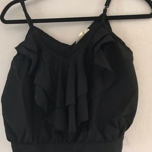 Black ruffle crop top